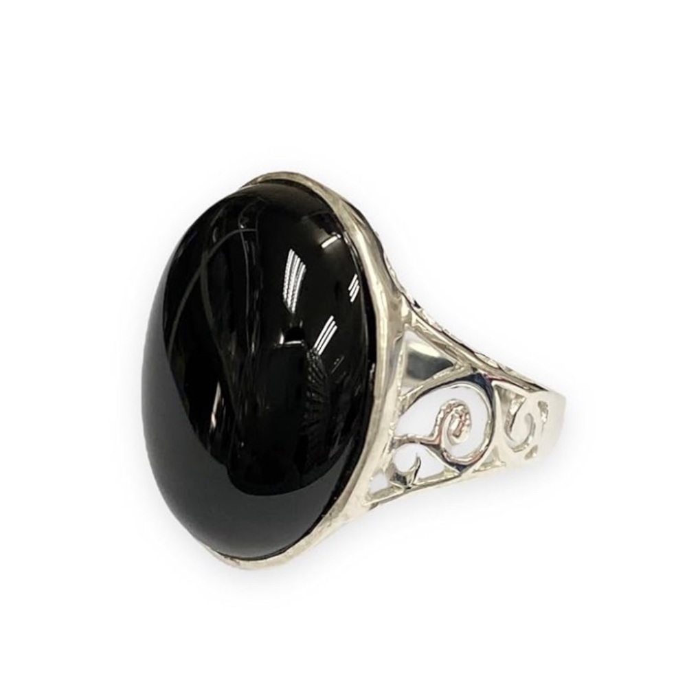 925 Sterling Silver Ring With Onyx Stone - Picture 10 of 10